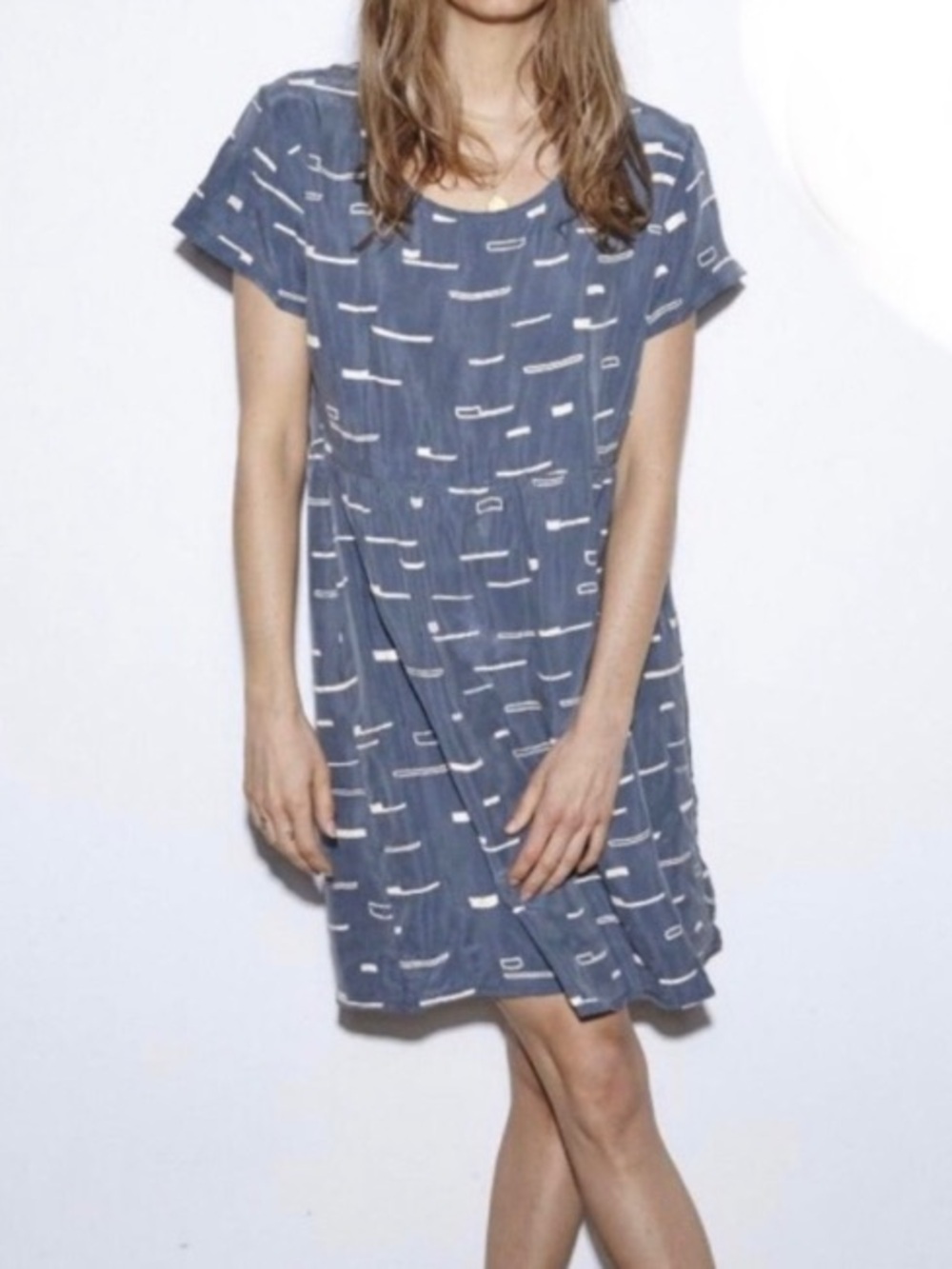 Make It Good Vintage Gathered Tee Short Sleeve Mini Dress Cupro Fabric XSmall